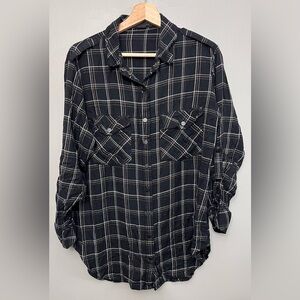 Sanctuary Women’s Plaid Button Up (Snaps) Boyfriend Blouse Size Small